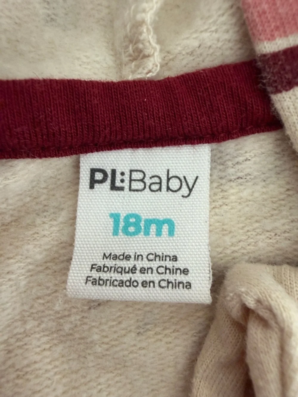 Kids Hooded One-Piece with Burgundy Rainbow Print baby 12-18months